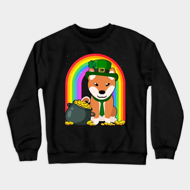 Shiba Inu Rainbow Irish Clover St Patrick Day Dog Gift graphic Crewneck Sweatshirt by theodoros20